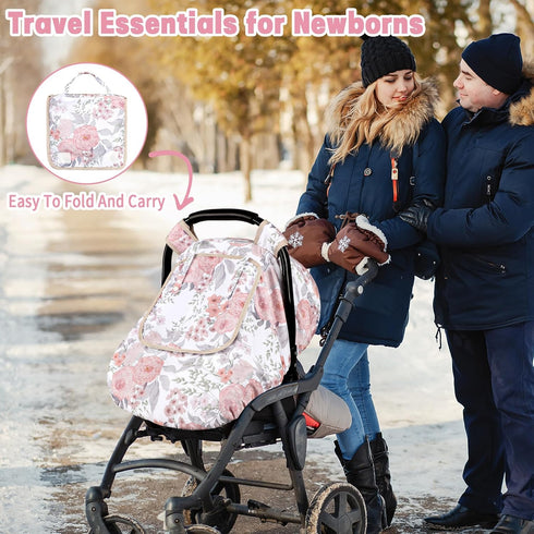 Cozy Car Seat Cover Baby, HNHUAMING Infant Car Seat Covers Canopy for Baby Girl Boy, & Windproof Newborn Carseat Covers