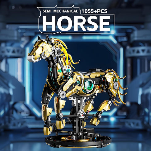 CSNRHG Set Mechanical Horse Building Block Build & Pose with Movable Legs Engaging DIY Model Kit for Kids and Teens