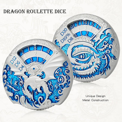7-in-1 Set DND Dice DNDND Dragon Roulette Spinner D&D Dice Spinner Metal DND Dice with Luxurious Gift Box for Dungeons