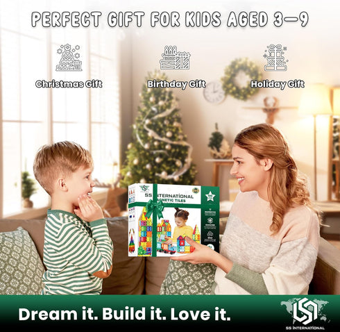 100 Set 2 4-8, Magnetic Tiles Piece with Cars, Magnetic Blocks & Magnet Tiles for Kids Ages Magnetic Building Blocks