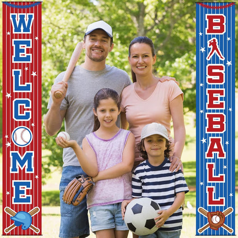 Baseball Party Decorations, Themed Birthday Porch Sign Welcome Banner for Kids, 71 x 12 Inches