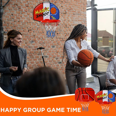 Sosation 2 Pcs Mini Basketball Hoop with 4 Basketballs, Sticky Hook, Indoor No Drilling Decompress Game for Kids