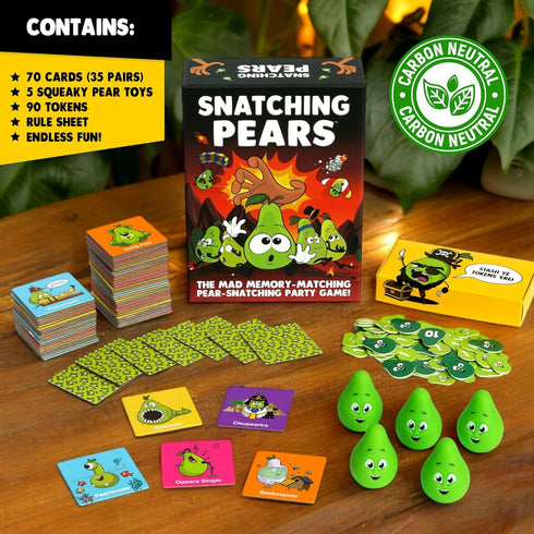 Snatching Pears! - Hilarious Memory-Matching Party Game for Kids, Teens & Adults, 2-6 Players, Age 7+
