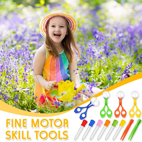 18 Pieces Fine Motor Skill Toys, 6 Handy Scoopers, 6 Jumbo Tweezers, 6 Rubber Tipped Droppers for Science Learning