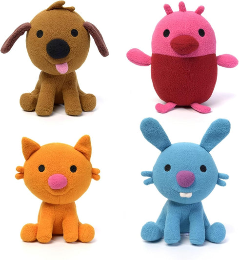 Sago Mini Plush Gift Pack, 4 Stuffed Animals with Transforming Cardboard Playhouse,
