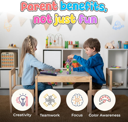 3+ 18pc) Desire Deluxe Micro Magnetic Tiles Building Blocks Toy - STEM Educational Travel Size Magnetic Blocks