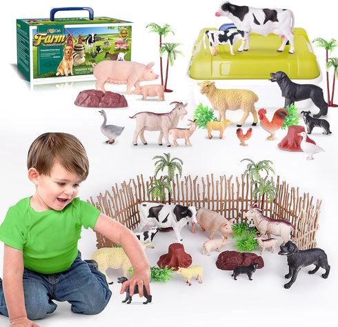 35 PCS Farm Animals Toys for Toddlers 3 Years Old Boys and Girls Realistic Animal Figures Playsets Gift for Kids 3~8