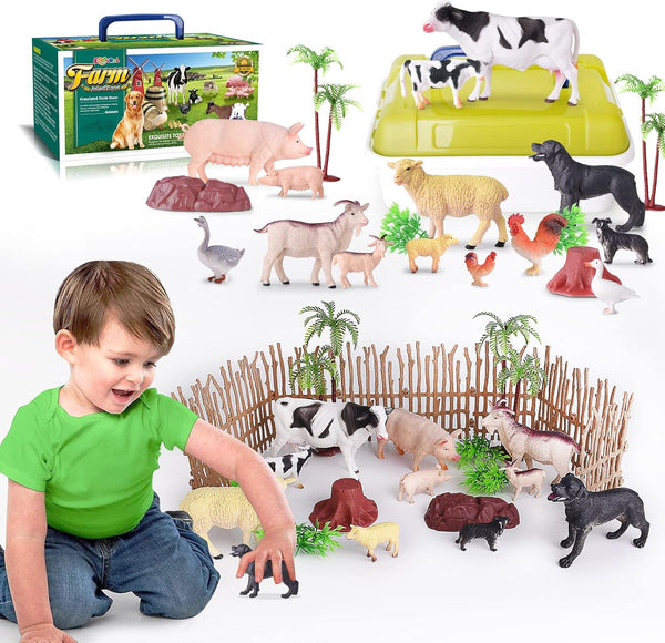 35 PCS Farm Animals Toys for Toddlers 3 Years Old Boys and Girls Realistic Animal Figures Playsets Gift for Kids 3~8