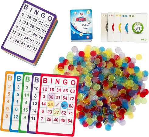 Yuanhe Complete Bingo Game Set with 100 Bingo Cards,1000 Bingo Chips and Deck of Calling Cards for Family,Large Groups,Parties,Game Nights