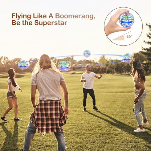 Flying Orb Ball 2024 Galaxy Cosmic Globe - UFO Boomerang Hover Ball, Mini Drone Cool Toys for Ages 6+ (Blue)