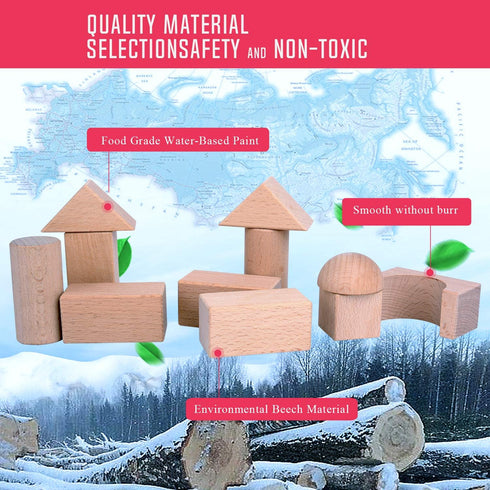 Set Set 3+ Migargle Wooden Building Blocks for Kids - Stacker Stacking Game Construction Toys Preschool Colorful