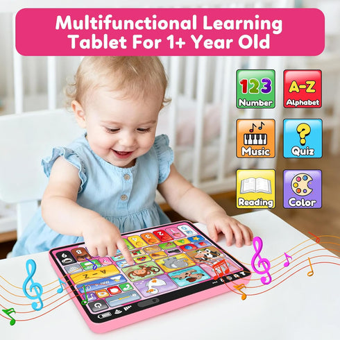Peacurh 1 12-18 1-2 2-3 Trilingual Learning Toy Tablet with Music & Sound, Montessori Speech Therapy Toys for Year Old