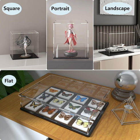 CANCLEAR 8-inch Acrylic Display Case for Collectibles and Toys, Versatile Clear Acrylic Display Box with Black Base