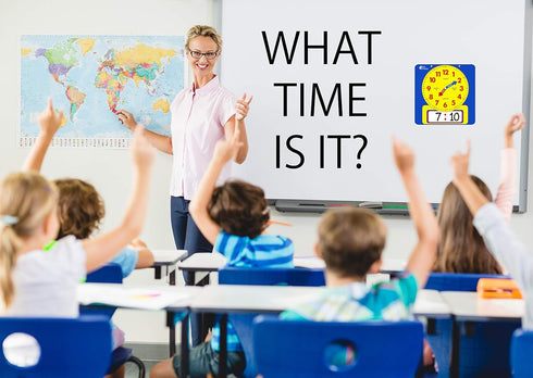 Large Dry Erase Magnetic Teaching Demonstration Clock - Kids Telling Time Learning Clock for Analog and Digital Time,