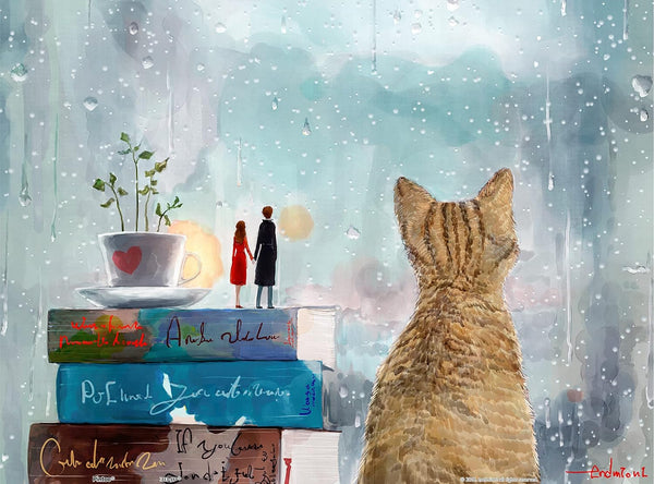 Pintoo Jigsaw Puzzles 300 Piece for Adults - endmion1 - Lovers and Cat - Easy Storage