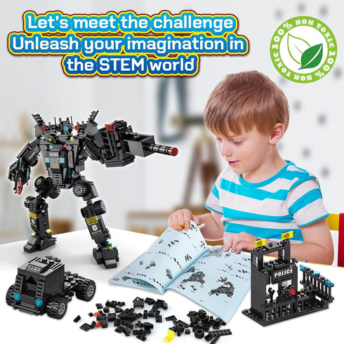 HISTOYE 51-in-1 Robot Building Kit, STEM Erector Set for Kids 8-12, Engineering Construction Toys Gifts