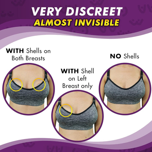 Mommyz (4 Pack) Love Breast Shells & Milk Catcher for Breastfeeding No Plugs - Breast Milk Catcher to Relieve & Protect