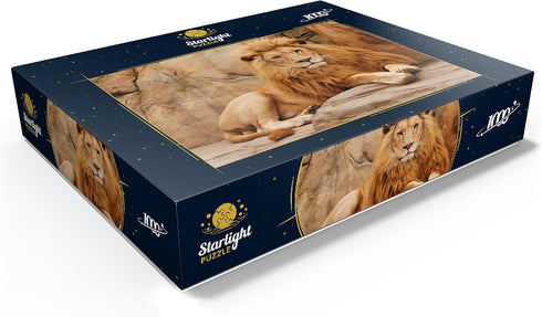 MyPuzzle A Lion Relaxing On A Stone - Premium 1000 Piece Jigsaw Puzzle for Adults