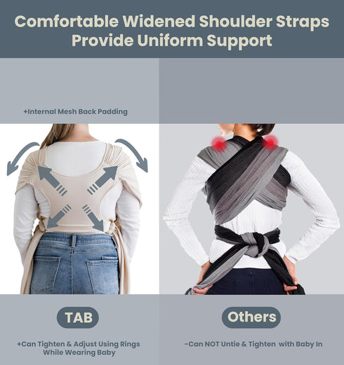 Stylish Beige & Gold Baby Carrier Wrap: Comfortable, Soft & Supportive, Adjustable Ring Sling for Mom & Dad, Ideal