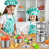 12Pcs Playset 3 Kids Pretend Play Kitchen Accessories Toy Stainless Steel Metal Pots and Pans with Rack Mud Kitchen
