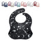 Silicone Baby Bib with Food Catcher - Adjustable Waterproof Feeding Bib for 4-36 Months, Paint Splatter on Black