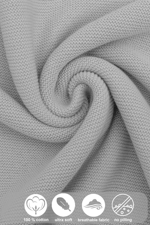 Cozy 33.5" 31.5", Lilax Cotton Knit Receiving Blanket, Warm Swaddle Cuddle Stroller Crib Blanket for Newborns Infants