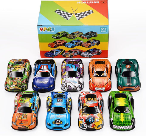4.2" Toy Cars Metal Race Cars Vehicles 9 Pack, Pull Back Cars Toys for Boys, Girls, Toddlers 2-7 Years Old