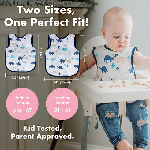 6m-3T BapronBaby Desert Dinos Bapron - No Neck Tie Safer Bib for Baby & Toddler - Soft Waterproof Stain Resistant