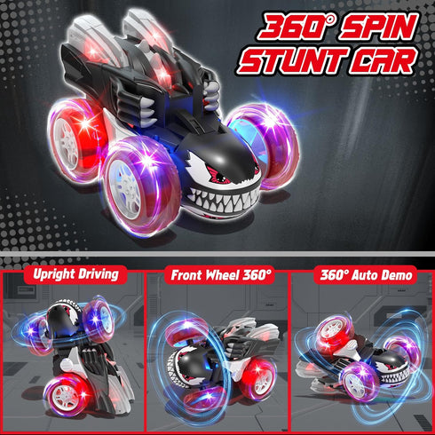 SOGAWEBB 4-7, 2.4Ghz 4 5 6 7 8 Remote Control Cars for Boys Rechargeable RC Stunt Car with Cool Lights Toys Gift