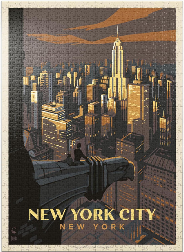 MyPuzzle New York City: Vintage Poster Eagle's View - Premium 1000 Piece Jigsaw Puzzle for Adults