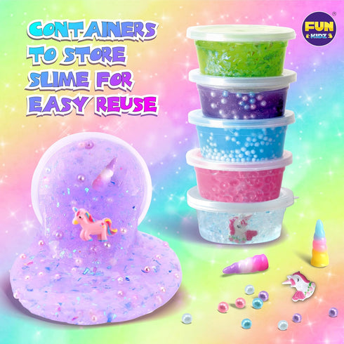 6+ Fluffy Unicorn Slime Kit for Girls, FunKidz Cloud Slime Gift for Ages Kids Fun Slime Making Kit Awesome Craft Toy