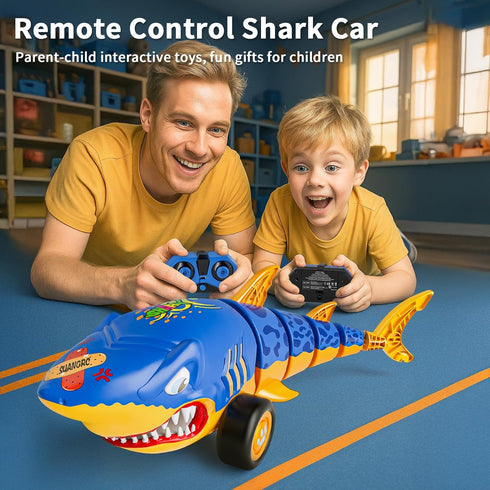 2.4Ghz 3 4 5 6 suangrc RC Shark Car Toy for Kids, Remote Control Shark with Swinging Tail, Shark Toy with LED Lights