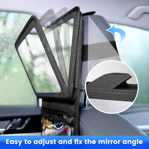 Baby Car Mirror with Adjustable Tablet Holder, Road Trip Essentials for Kids, Backseat Mirror to See Rear Facing