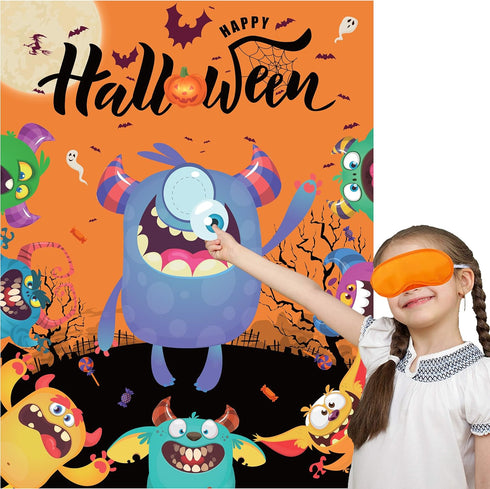 Halloween Party Games Pin Eye on The Monster Game, Reusable Halloween Party Favor Supplies for Kids