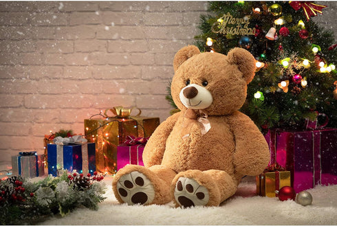 36 inch HollyHOME Teddy Bear Stuffed Animal Plush Giant Teddy Bears with Footprints Big Bear Tan