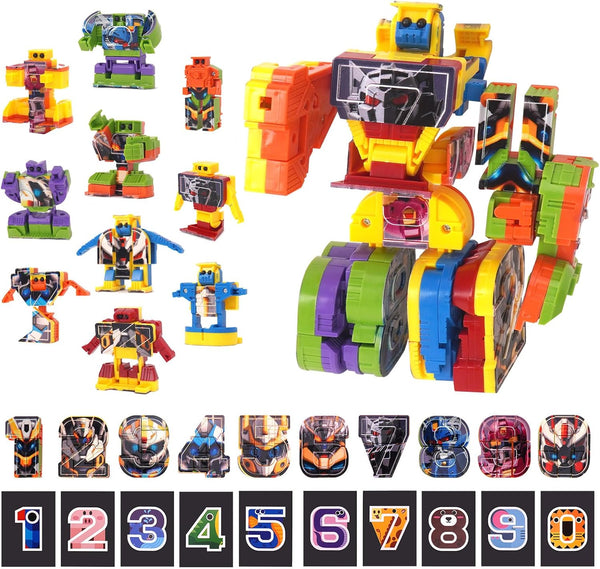 10 in 1 Number Robots Transforming Toys - Convertible to Big Robot,