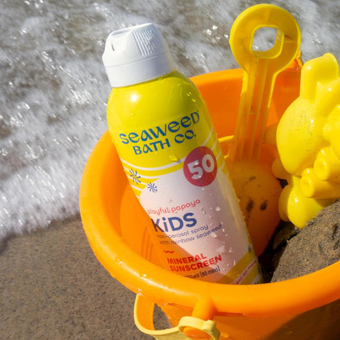 50 6 Seaweed Bath Co Kids Mineral Sunscreen Spray SPF - Zinc Oxide Tear Free Sunblock for Children - Lightweight Water