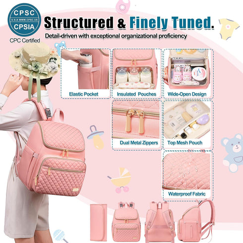 Backpack Backpack,Baby Straps,5 Weitars Diaper Bag Large Baby Diaper Bag with Changing Pad Travel Diaper Bag for Boys