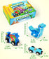 Vanmor Wooden Train Set with Dinosaur Toys - Snap-Connection Dinosaur Train, Learning Toys for 3-5 Year Old Kids