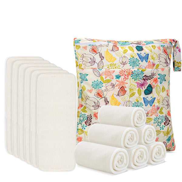 Damero 5-Layer Reusable Diapers Baby Inserts, 12PCS Cloth Diaper Inserts with an