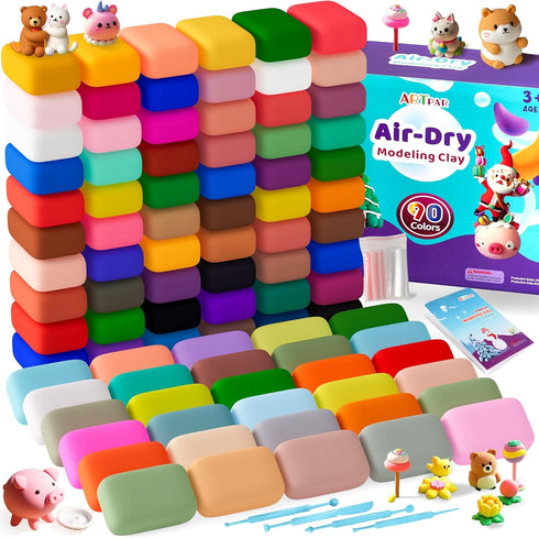 ARTPAR Air Dry Clay for Kids,90 Colors Modeling Model Magic Clay,DIY Molding