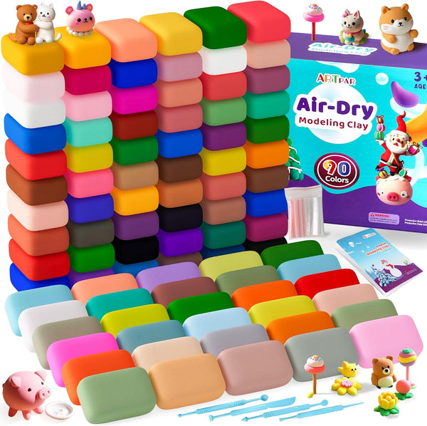 ARTPAR Air Dry Clay for Kids,90 Colors Modeling Model Magic Clay,DIY Molding