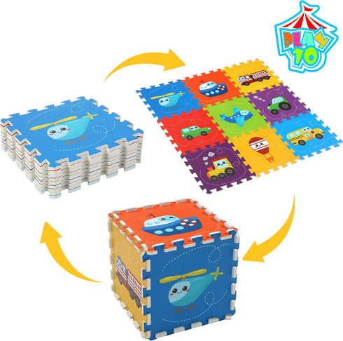 3434 9 Baby Play Mat, Foam Playmat for Babies, Kids Play Mat, Foam Floor Tiles Pieces Vehicle Puzzle Mat