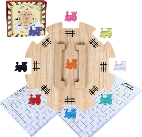 GOTHINK Mexican Train Dominoes Accessories Set - Large Size Pine Hub, 9