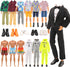 Miunana 10 Pcs Fashion Pack - 5 Sets of Casual Wear Clothes and 5 Shoes for Boy Doll, Random Styles Included
