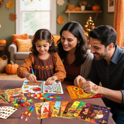 Set Craft12Set BenLouis Fall Party Favors for Kids Thanksgiving Day Classroom Gifts Prize Coloring Books Bulk