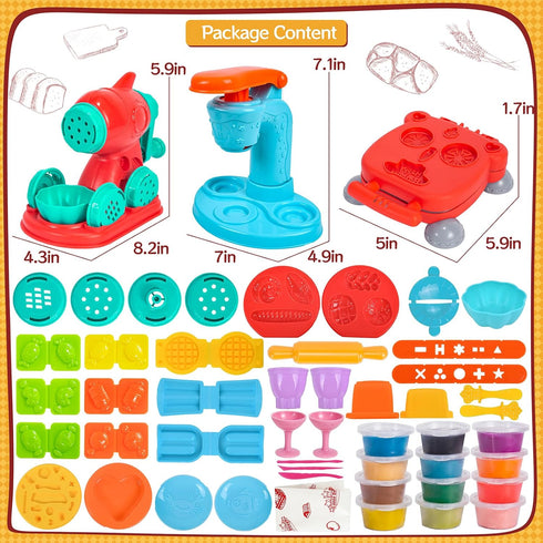 ZYYBQW 3 1 Sets 3-4-8, Playset in Color Dough for Kids Ages Dough Tools Accessories Kit, Ice Cream Noodle Hamburger