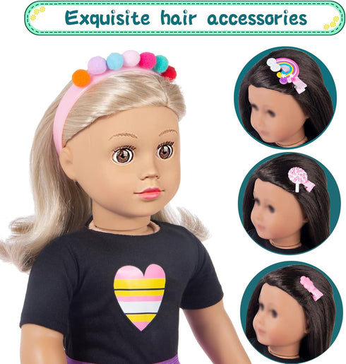 18 Inch Set 18" Backpack, ebuddy Doll Clothes and Accessories - Travel Suitcase Play for Dolls, Includes Clothing