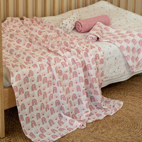 4 Pack 31.5 43.3 Muslin Swaddle Blankets for Newborn, Cotton Baby Blanket, Large x Breathable Soft Receiving Blankets