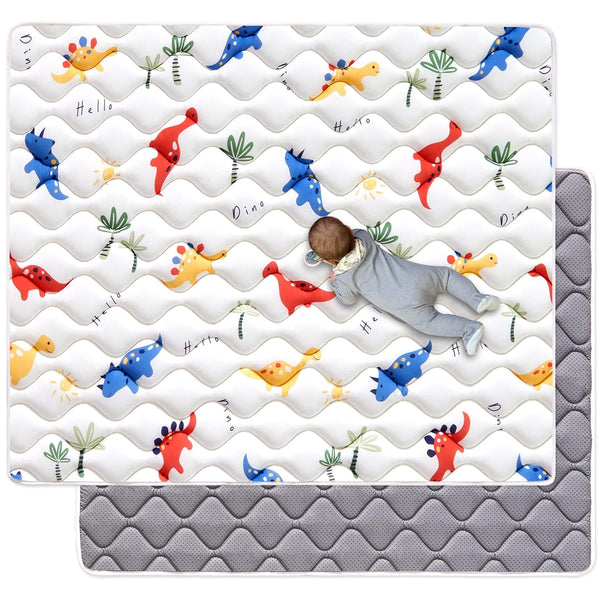 Odorless Premium Foam Baby Play Mat 74" x 50", Soft Microfiber Fabric